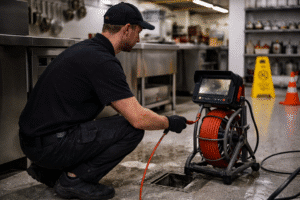 Inspection caméra dans une cuisine professionnelle